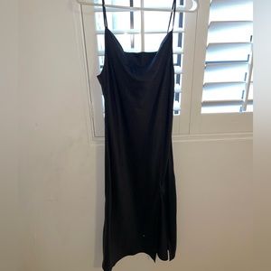 Black silky midi dress